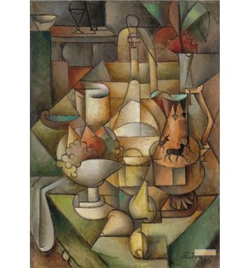 Still Life, Compotise And Jug Decorated With Deer