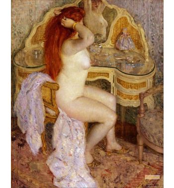 Nude Seated At Her Dressing Table