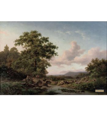 Figures By A Stream On A Summer's Day