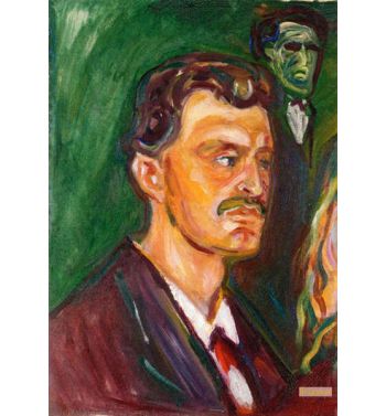 Self Portrait Against A Green Background