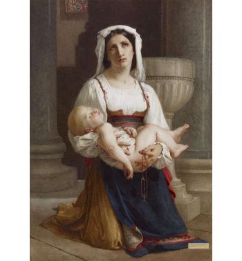 Italian Peasant Kneeling With Child