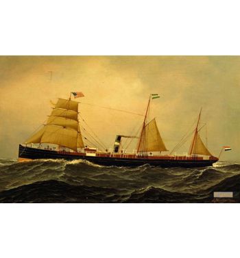 Steamship Schiedam In Rough Sea