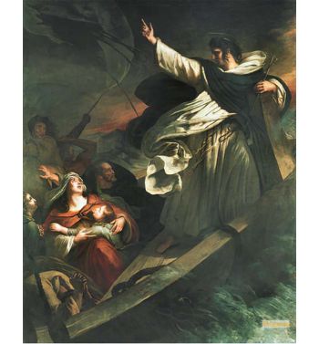 Saint Thomas Aquinas During A Storm Preaching Faith In Divine