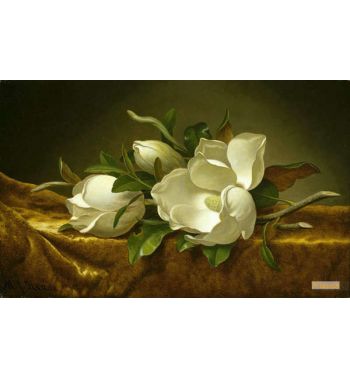 Magnolias On Gold Velvet Cloth