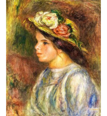 Bust Of Woman Hat Of Strawberry Garni