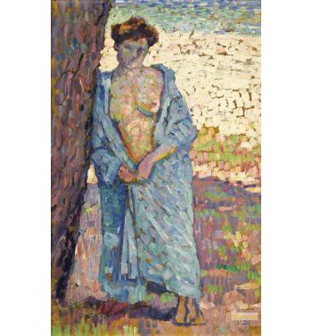 Young Woman In Blue Peignoir