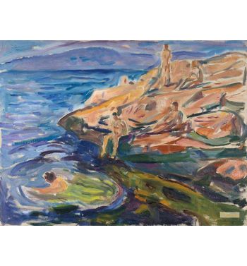Bathing Men On Rocks, 1915