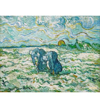 Two Peasant Women Digging In Field