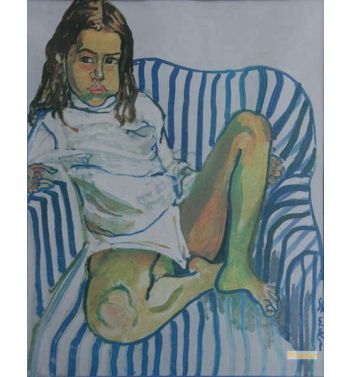 Olivia In A Striped Chair, 1973