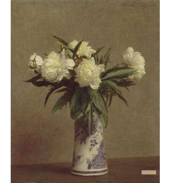 Peonies In A Blue And White Vase, 1872