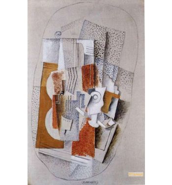 Still Life With A Violin Glass And Pipe On Table Also Known As Music Spring 1914