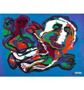 Figures in Blue Background 2