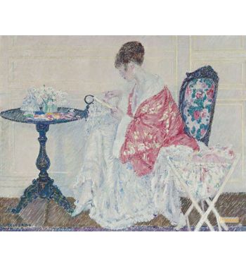 Girl Embroidering 1914