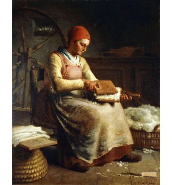Woman Carding Wool