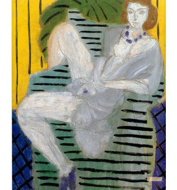 Woman On A Sofa Yellow And Blue Background