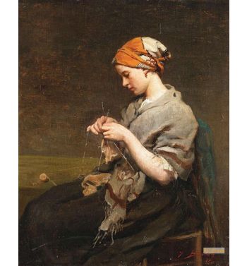 Young Girl Knitting