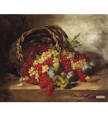 A Still Life With Red Currants And Plums