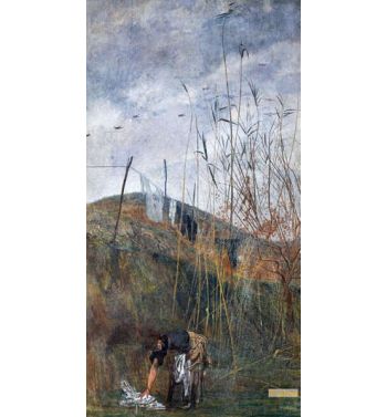 Peasant Woman Picking Up Her Washing