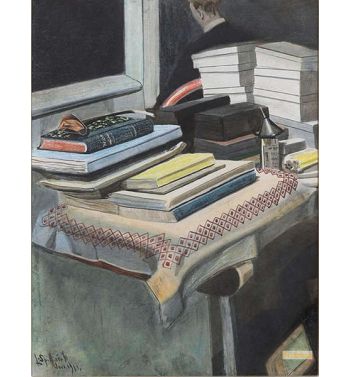 Self-Portrait With Books, 1907