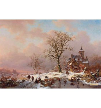 Winter Landscape With Figures Playing On The Ice