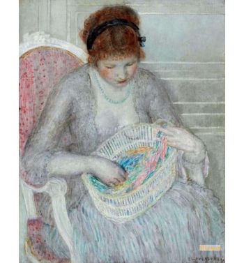 Girl With A Basket Of Ribbons