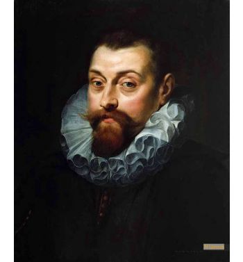 Man Bust Length In Dark Costume With A White Ruff