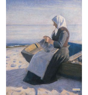 Fisherman’S Wife Knitting On Skagen Beach
