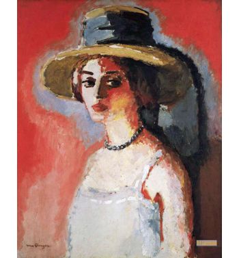 The Woman With A Red Background Necklace