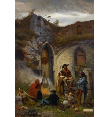 Campement De Bohémiens Dans Les Ruines De L'Abbaye De Saint Bavon