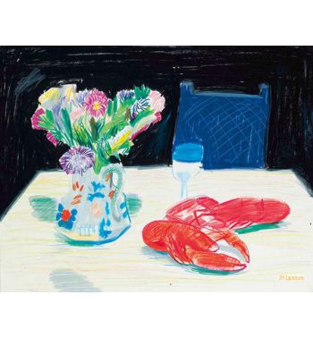 Om Ch Ra Still Life With Flowers And Lobster