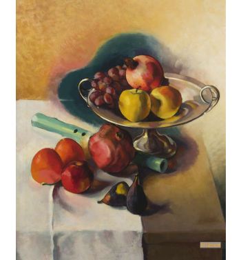 Still Life with Flute Fruit and Bowl