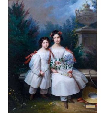 Portrait De Deux Sœurs Dans Un Jardin 1836
