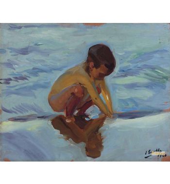 Backlit At The Beach Crouching Child