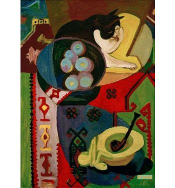 Still Life With Cat And Pipe