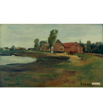 Village Street In Militsch, Landscape With Pond