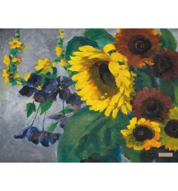 Big Sunflower And Clematis
