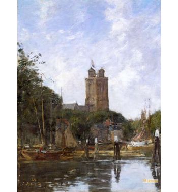 Dordrecht The Great Church From The Canal 1884