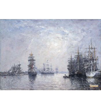 Le Havre Eure Basin Sailing Boats At Anchor Sunset