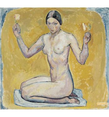 Kneeling Nude on Yellow Ground