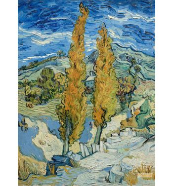 Two Poplars On A Road Through The Hills