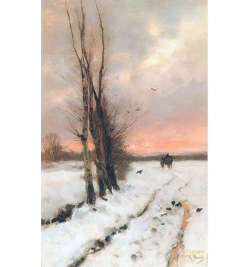 Snowy Landscape At Setting Sun