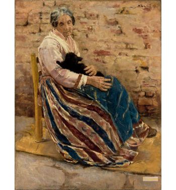 An Old Woman With Cat 1878