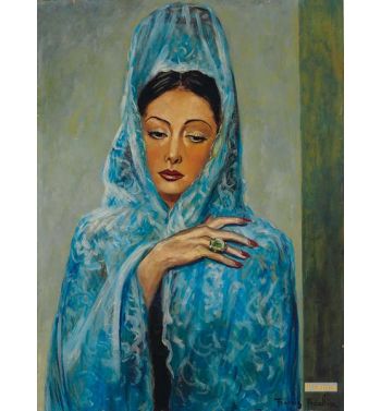 Espagnole Ou Femme a la Mantille Bleue