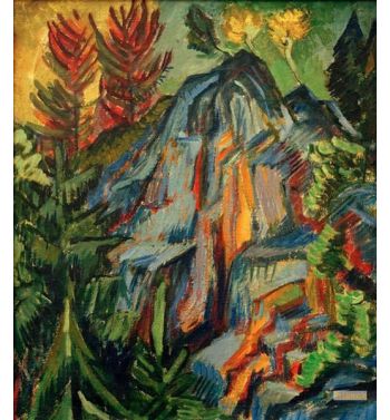 Landscape With Blue Rocks And Waterfall