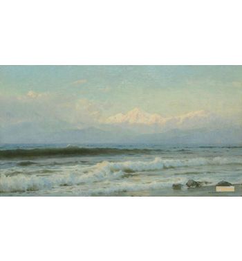 Shoreline With Distant Mountains