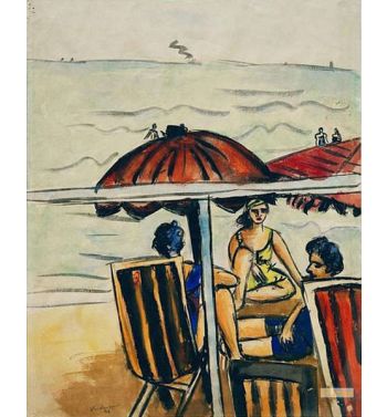Beach Scene With Umbrellas