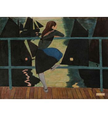 Young Girl Accelded At The Bastingage, Facing The Port 1909