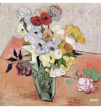 Japanese Vase With Roses And Anemones