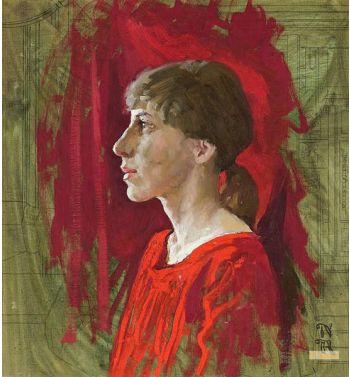 Portrait of a Woman in a Red Dress Mrs. David Shapiro