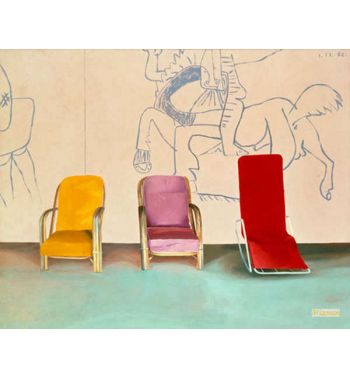 Three Chairs With A Section Of A Picasso Mural